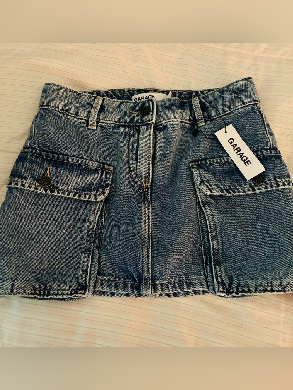 GARAGE Blue Denim Cargo Pocket Mini Skirt